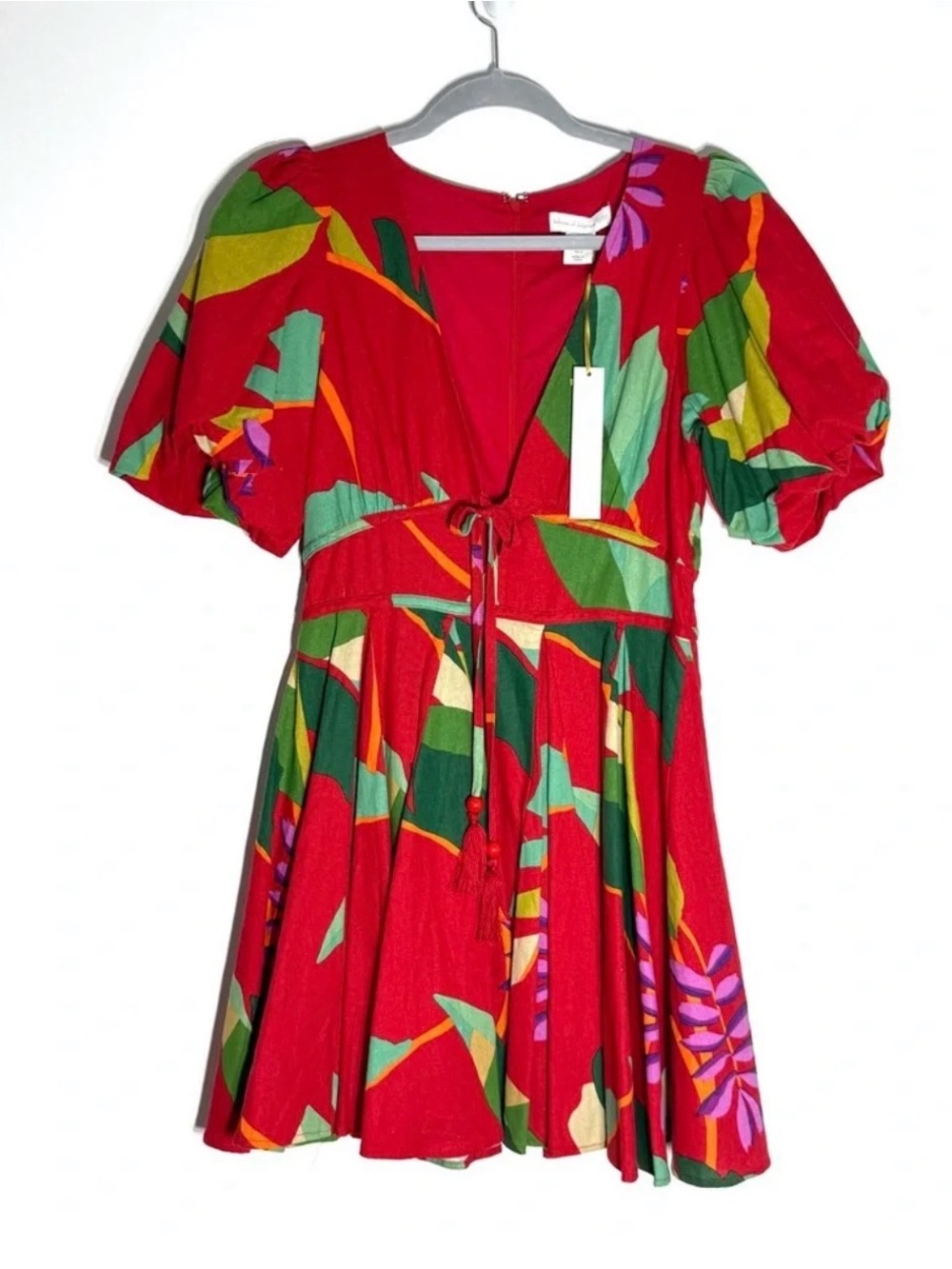 House of Harlow 1960 Red Palm Flowers Dress